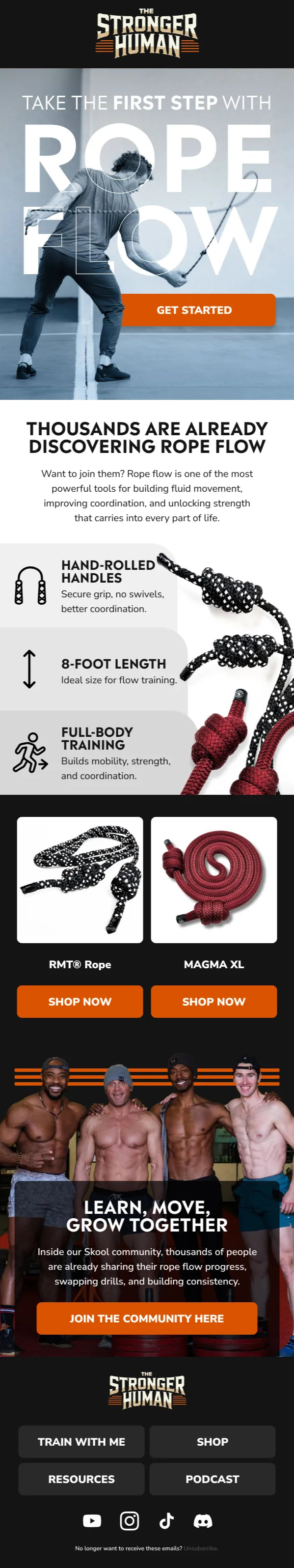 Email design: “Take the first step with Rope Flow” browse reminder