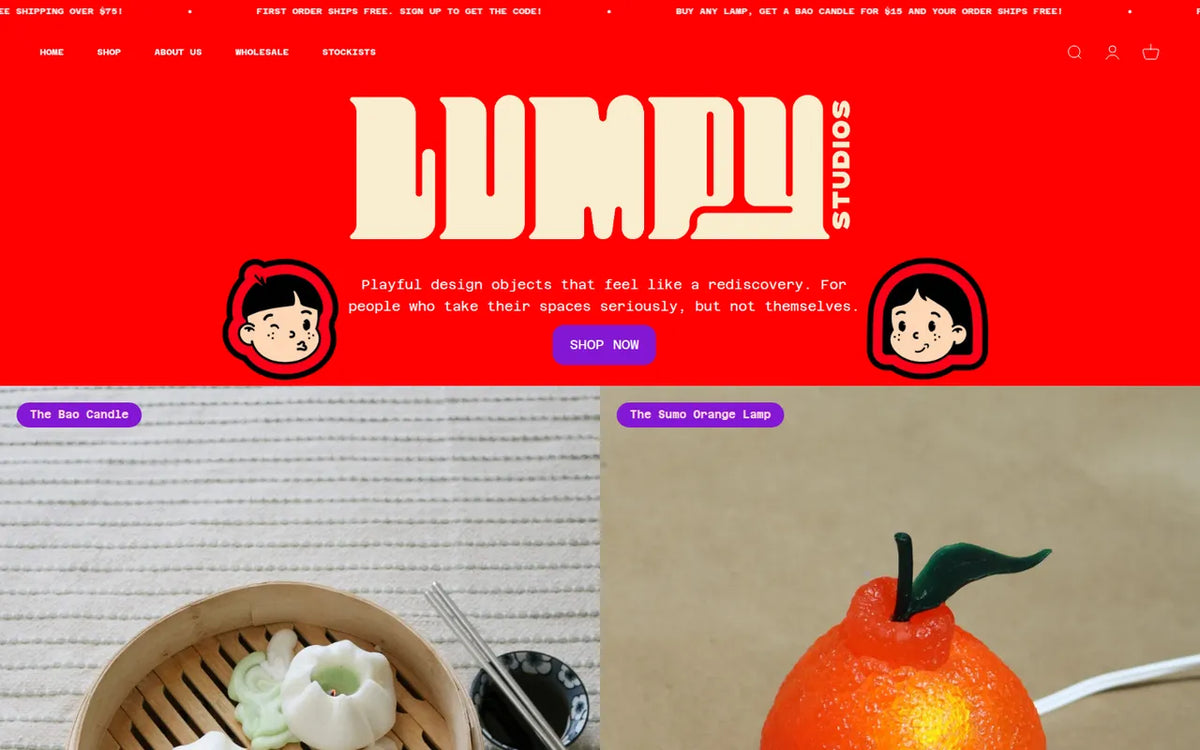 Lumpy Studios website homepage on desktop