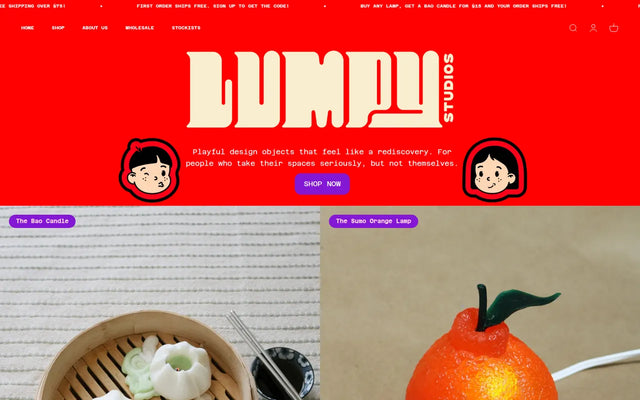 Lumpy Studios website homepage on desktop