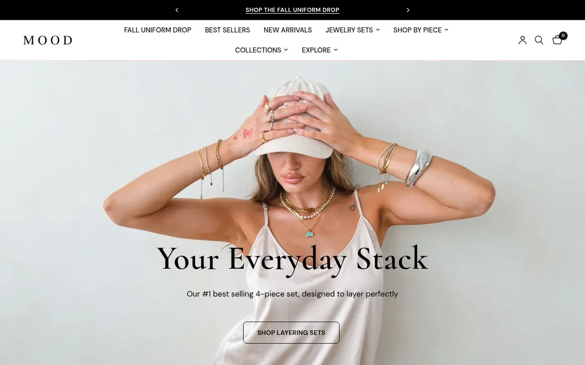 MOOD Jewelry Co website homepage on desktop