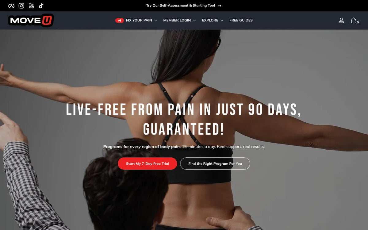 MoveU website homepage on desktop