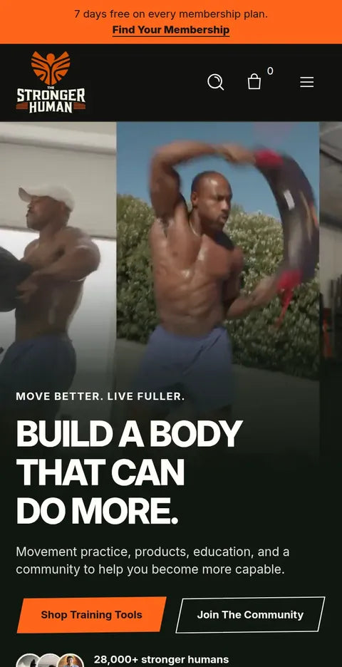 The Stronger Human website on mobile
